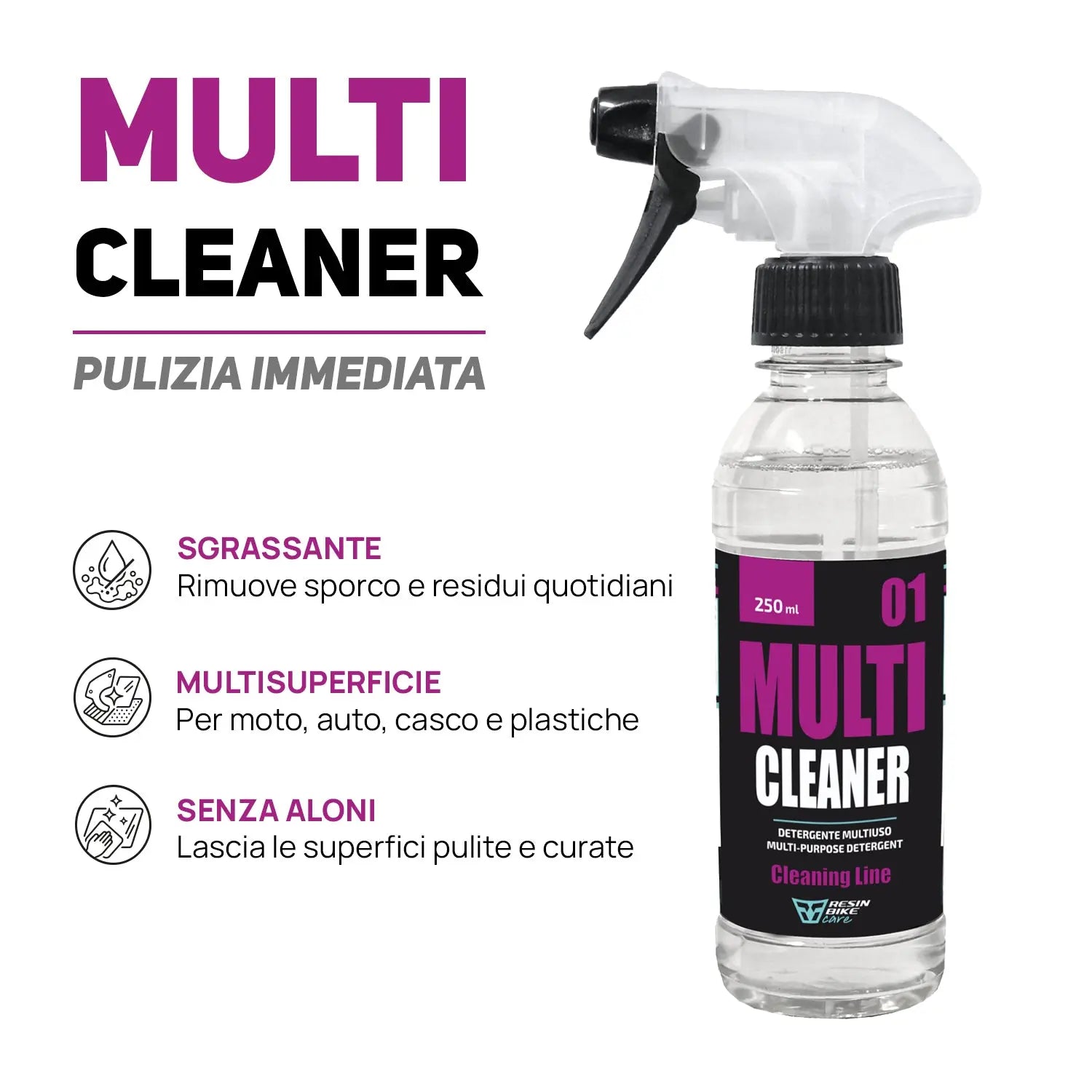 Multicleaner - Detergente Multiuso per Pulizia Auto e Moto - Resin Bike Care