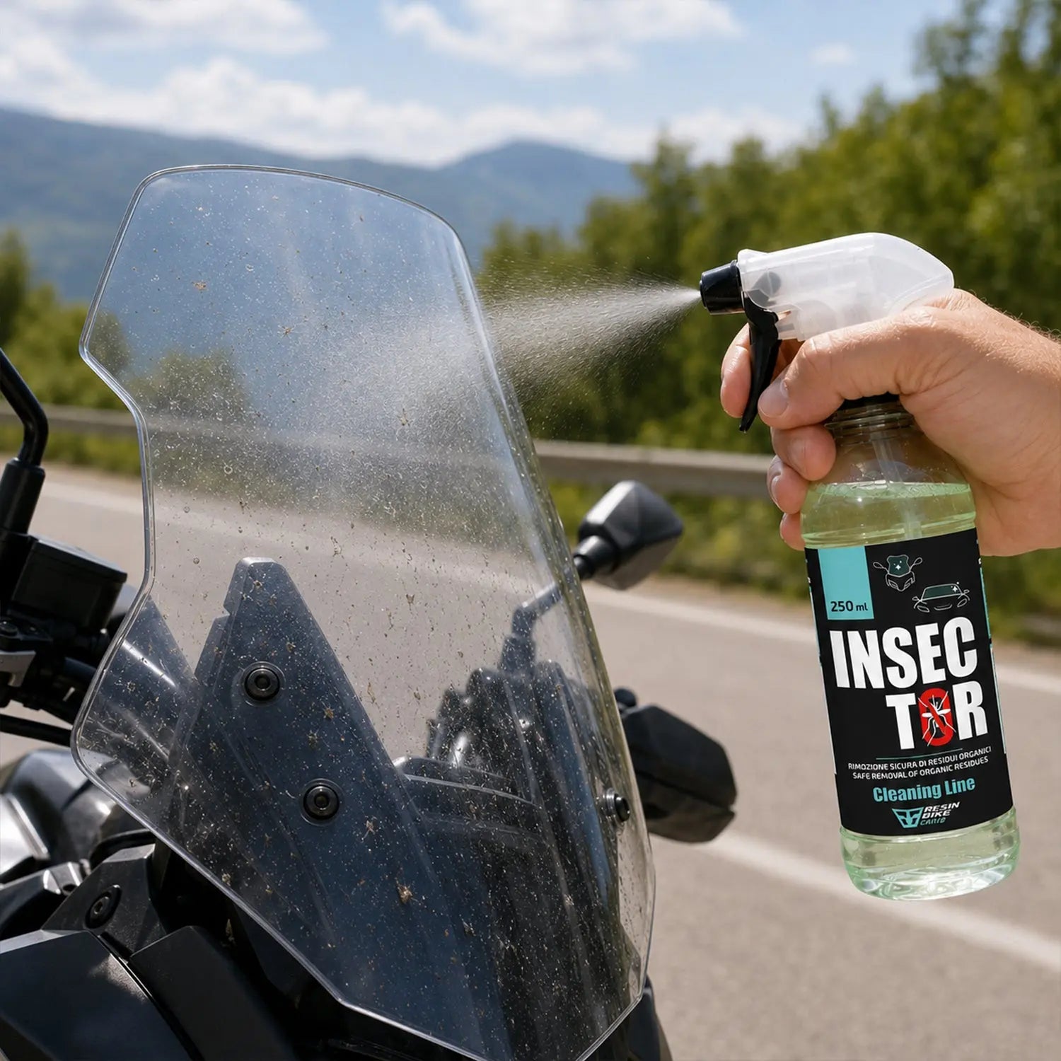 ResinBikeCare Insector - Rimuovi Moscerini Spray per Moto, Auto, Caschi e Visiere - Resin Bike Care