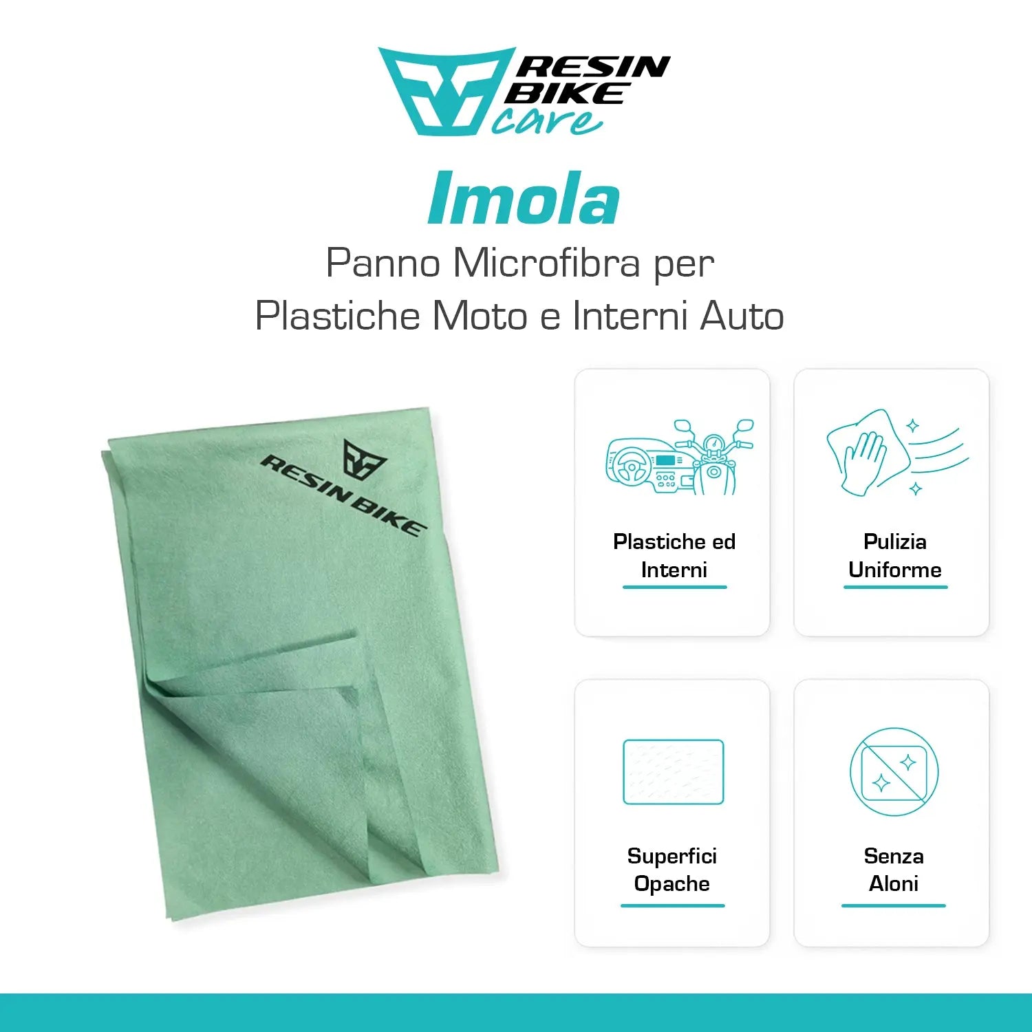 ResinBikeCare Imola - Panno Microfibra per Plastiche Moto e Interni Auto - Resin Bike Care