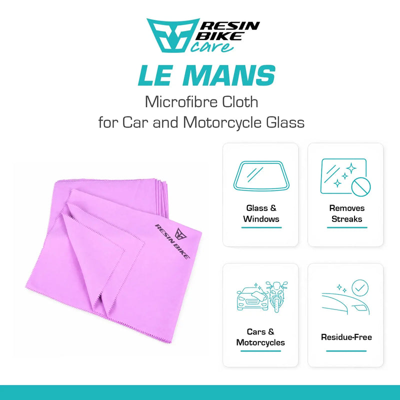ResinBikeCare Le Mans - Panno Microfibra per Vetri e Cristalli Auto Moto - Resin Bike Care