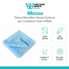 ResinBikeCare Monza - Panno Microfibra Senza Cuciture per Lucidatura Auto e Moto - Resin Bike Care