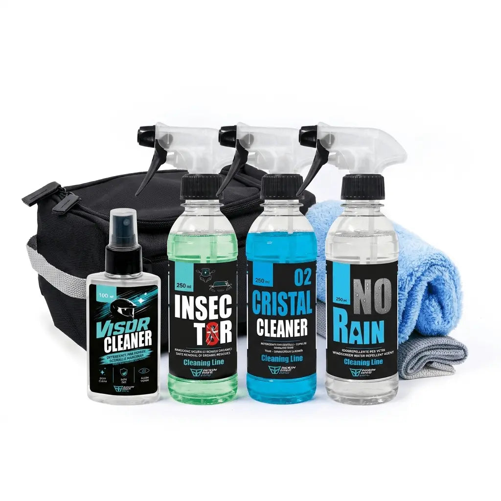 ResinBikeCare Kit Viaggio - Pulizia Visiere, Cupolini e Protezione Pioggia Moto - Resin Bike Care